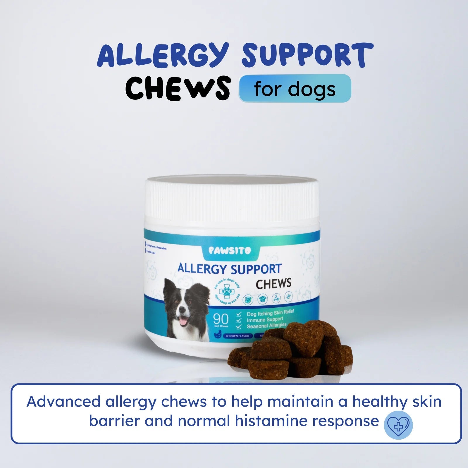 Allergy support for dogs and cats supplement bottle