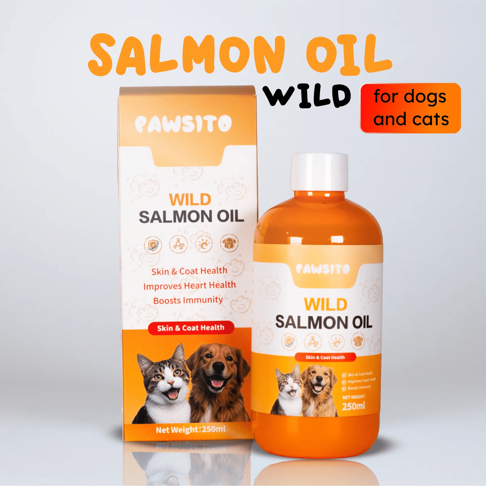 Salmon oil for dogs and cats bottle