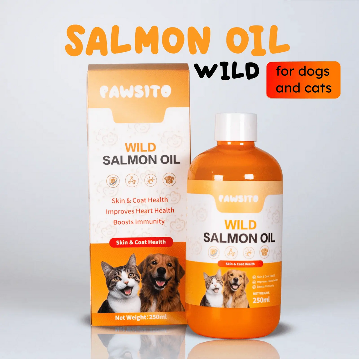 Salmon oil for dogs and cats bottle